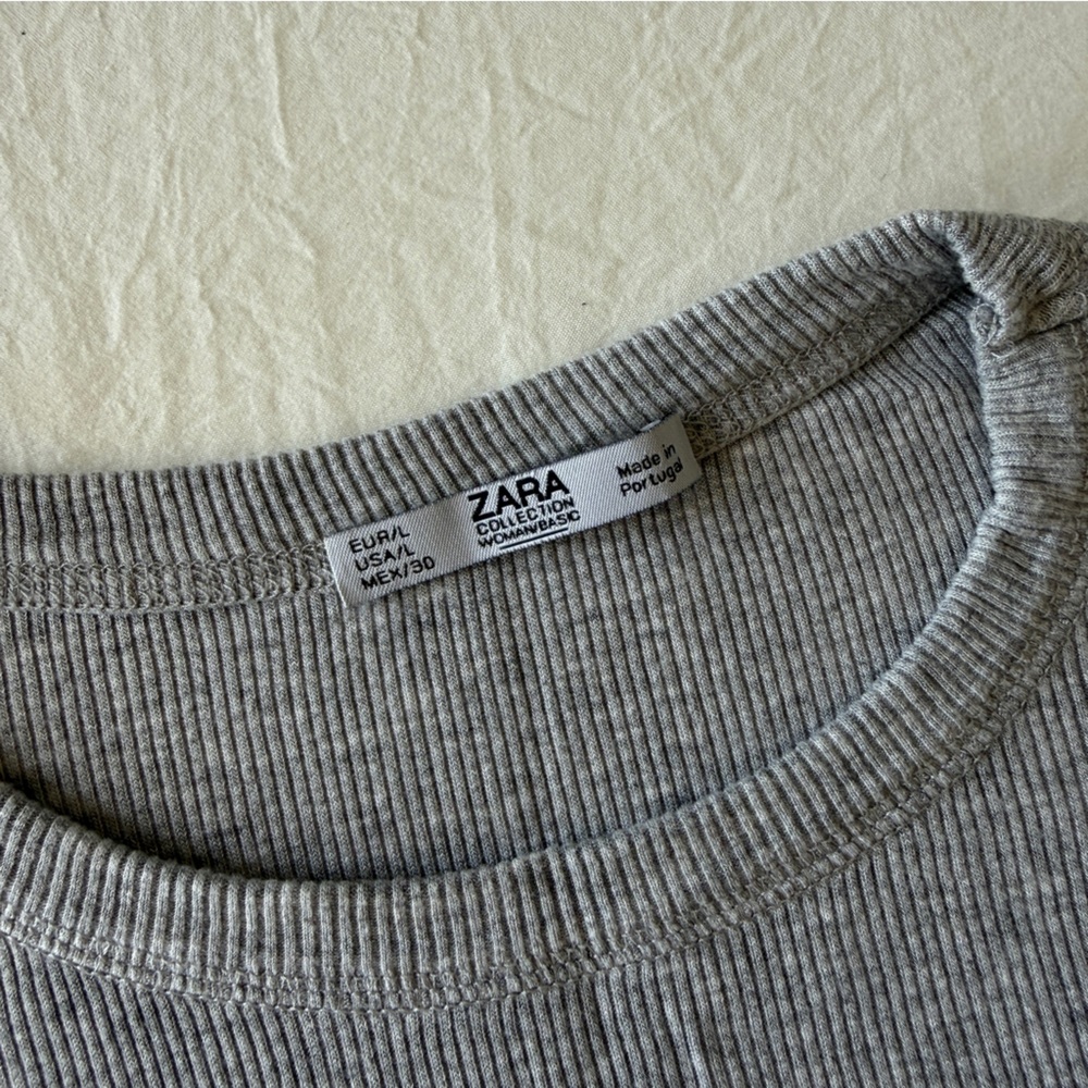 ZARA Ribbed Short Sleeve Tee - Picture 3 of 6